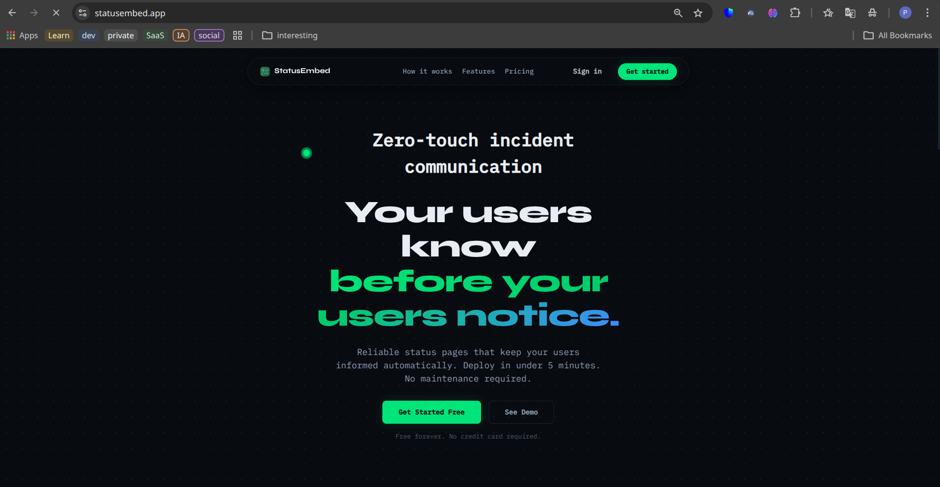 StatusEmbed - Screenshot 2 showing product features and functionality