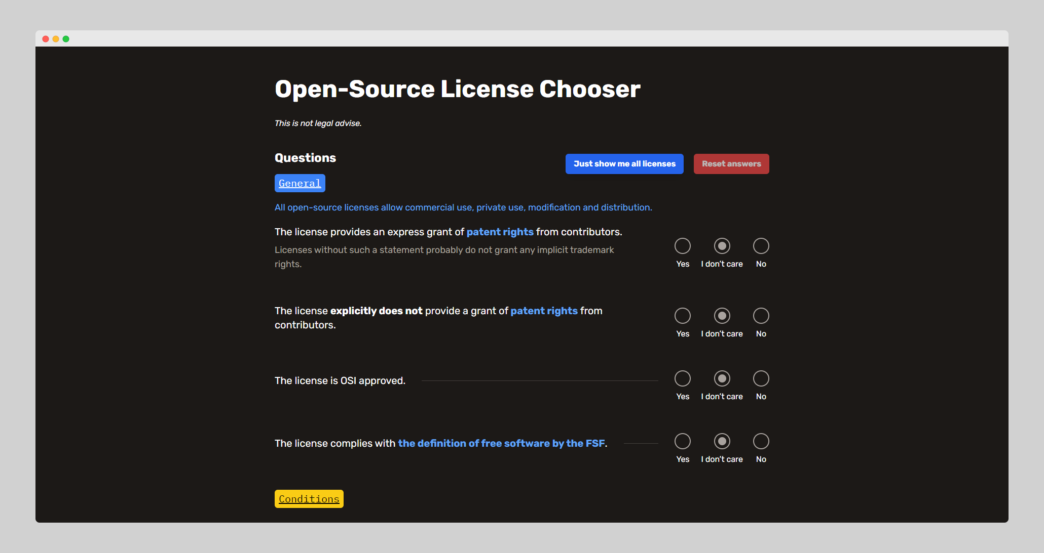 Open-Source License Chooser gallery image