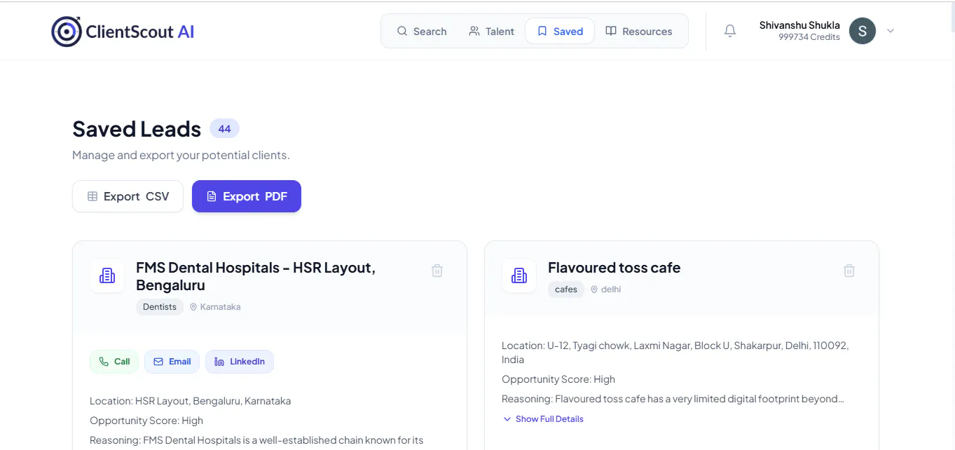 Clientscout screenshot