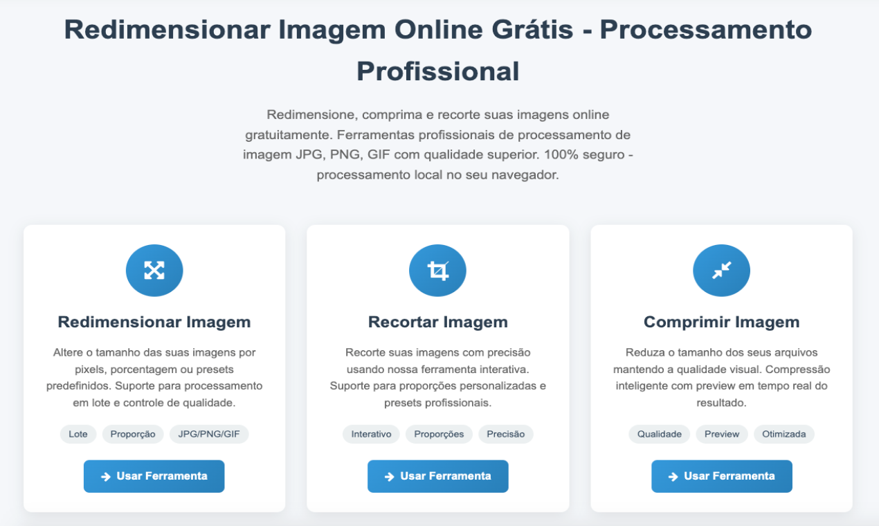 RedimensionarImagem - Main screenshot showing features and interface