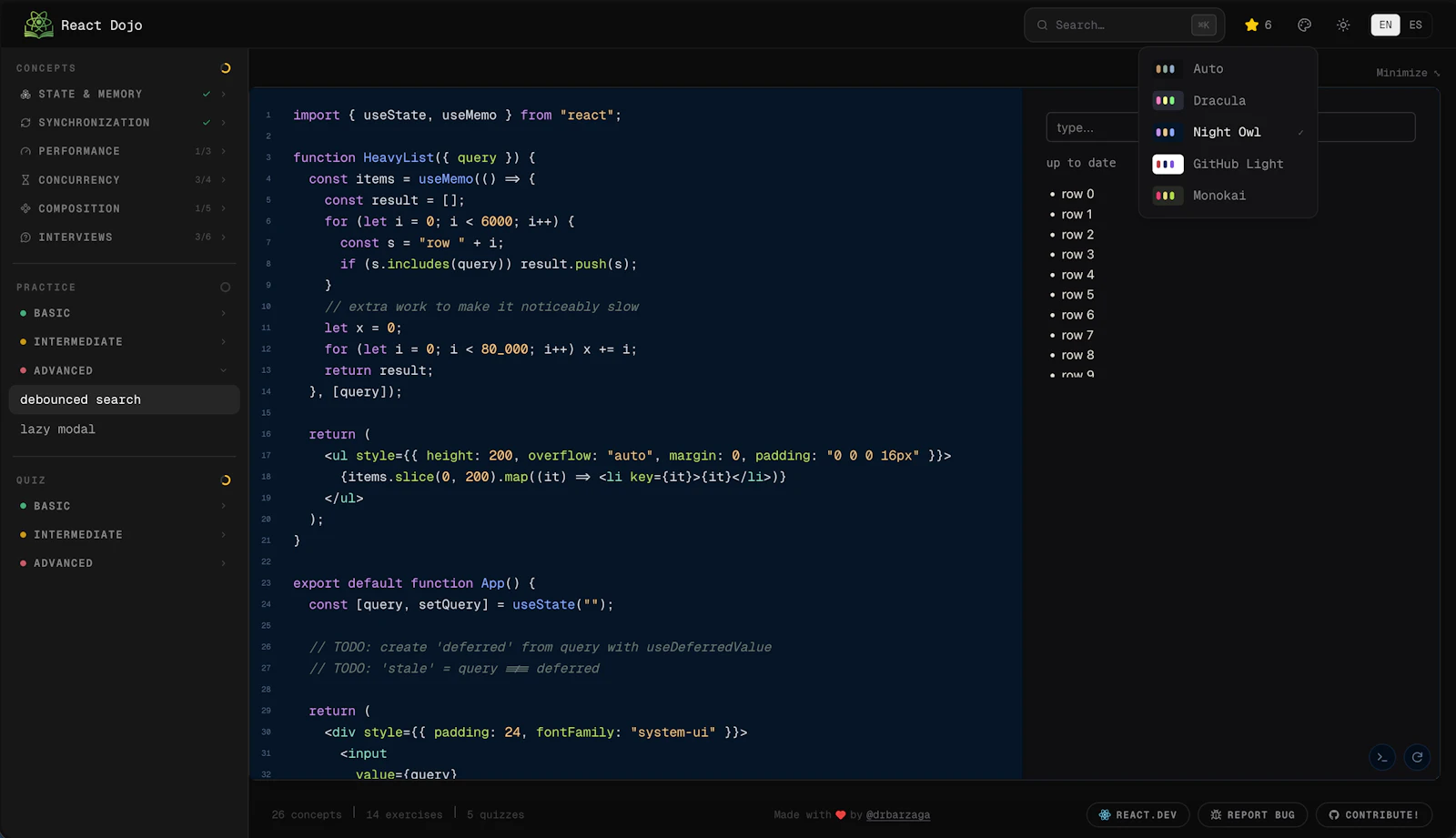 React Dojo screenshot 6