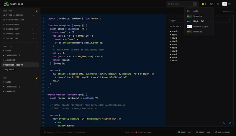 React Dojo screenshot 6
