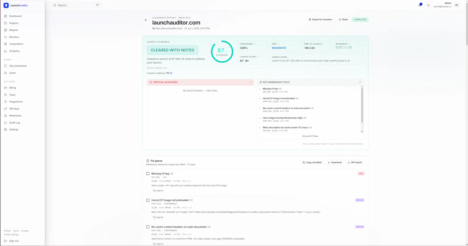 Launch Auditor screenshot 4