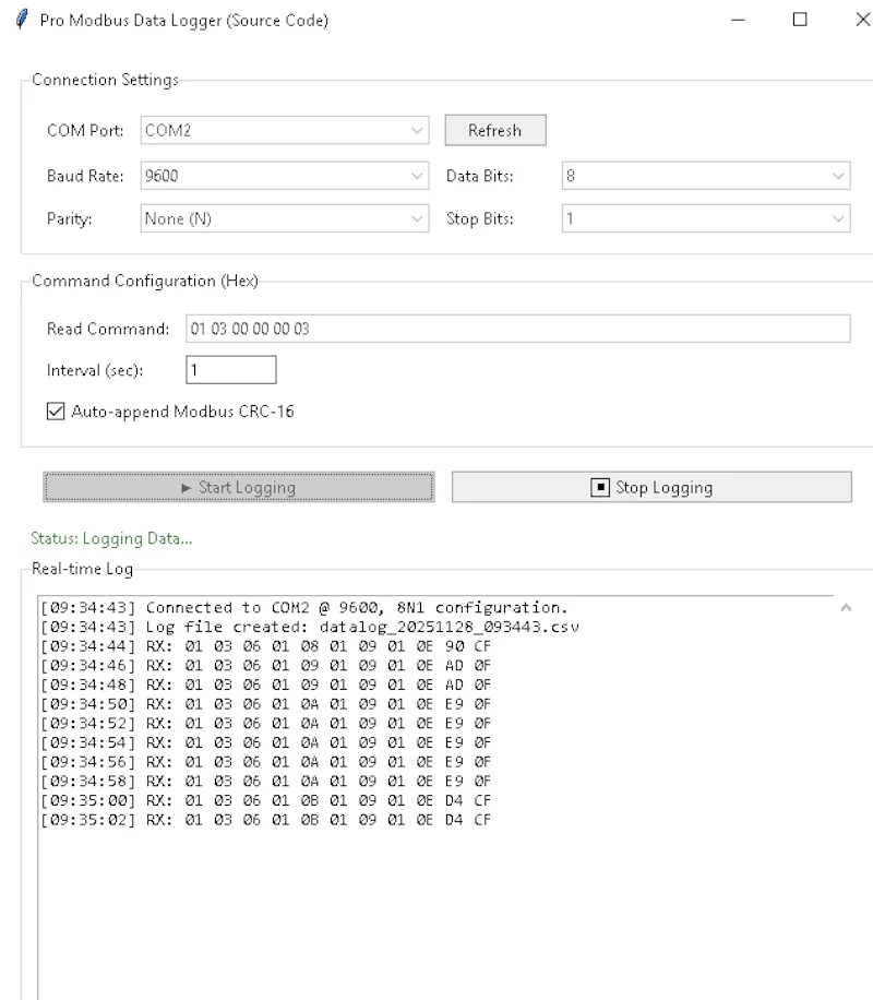 Modbus Logger screenshot 2