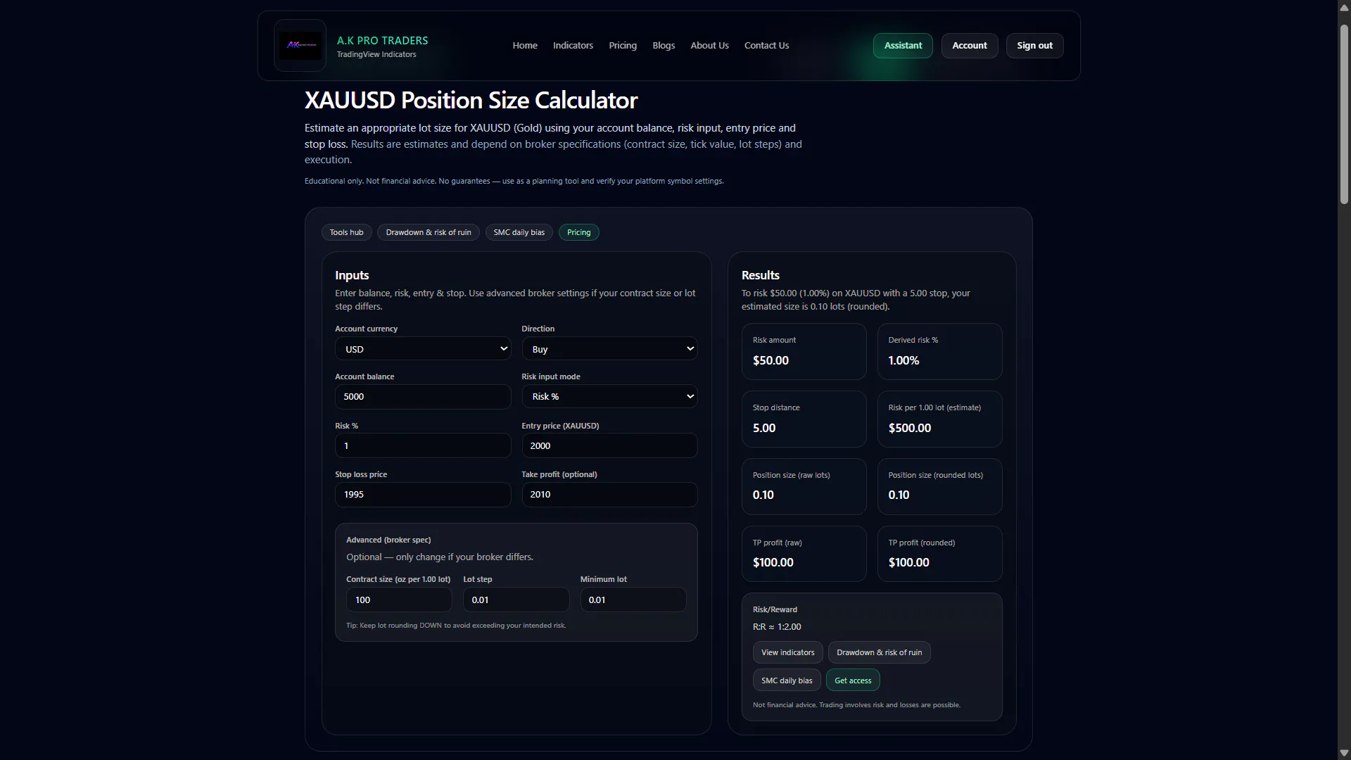 XAUUSD Position Size Calculator 项目横幅