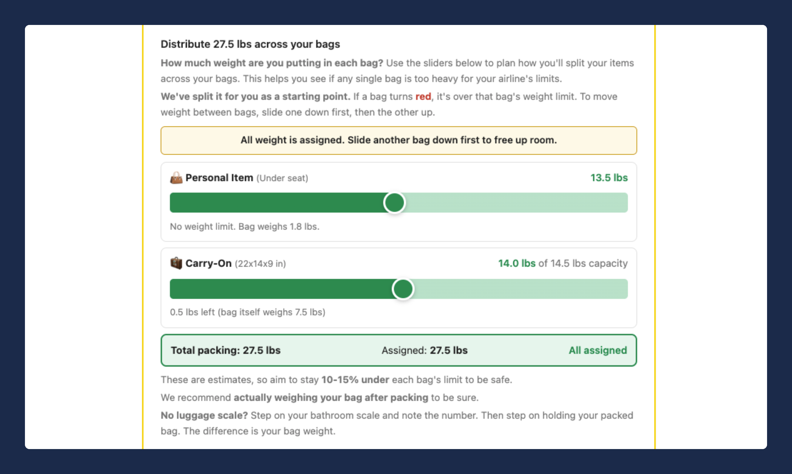 Pack Perfect Luggage Calculator gallery image