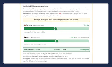Pack Perfect Luggage Calculator gallery image
