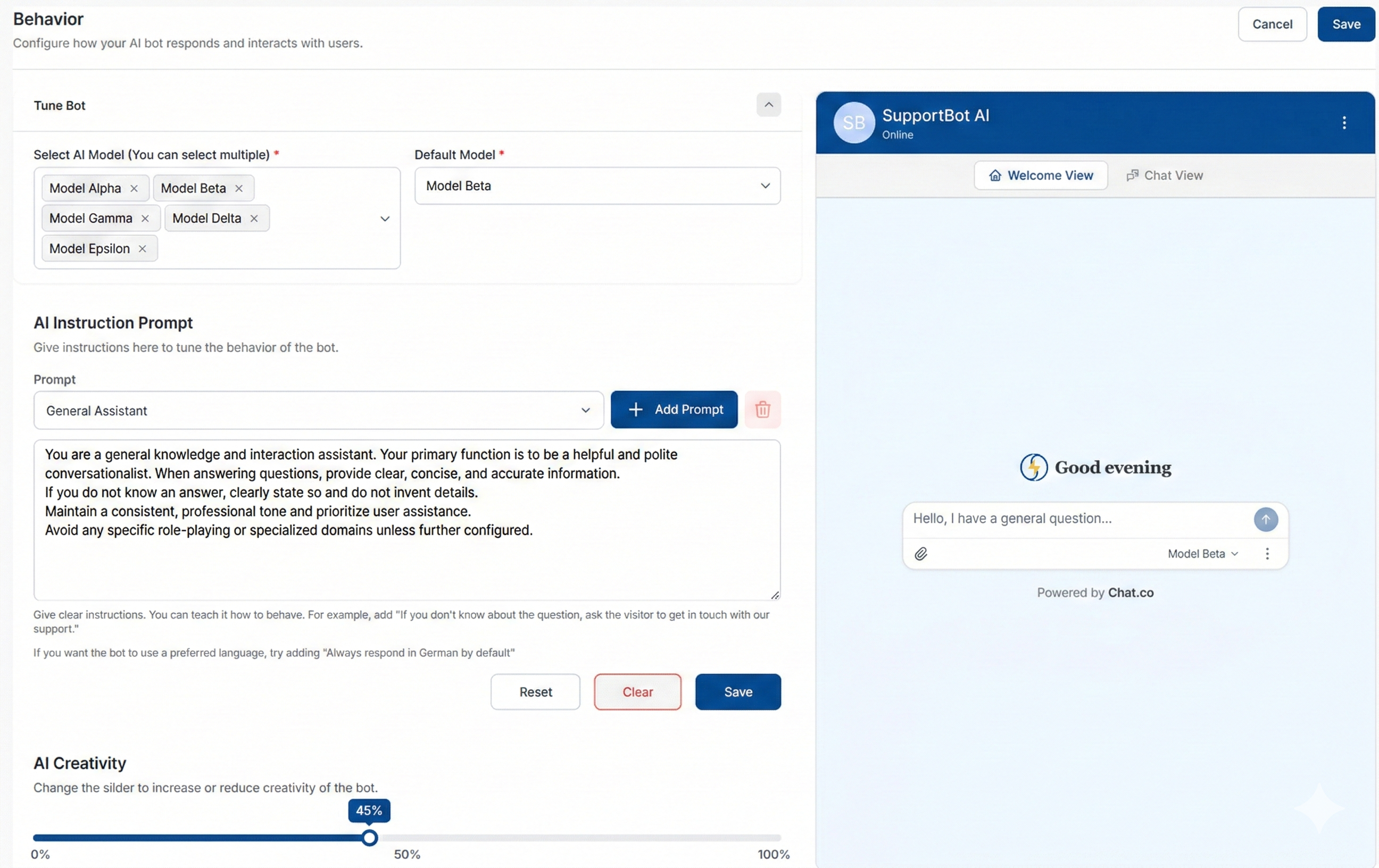 Chat.co - Main product screenshot demonstrating key features and user interface