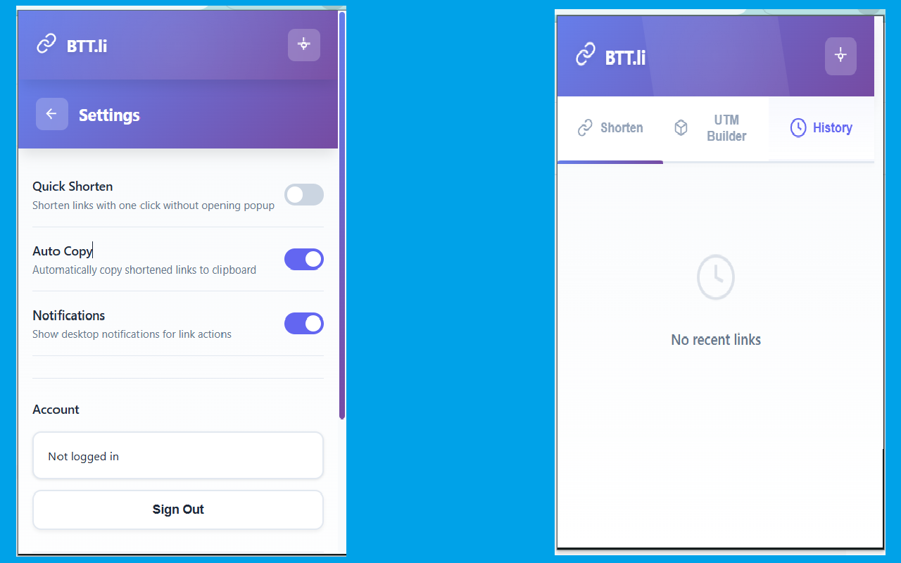 BTT.li - Main product screenshot demonstrating key features and user interface