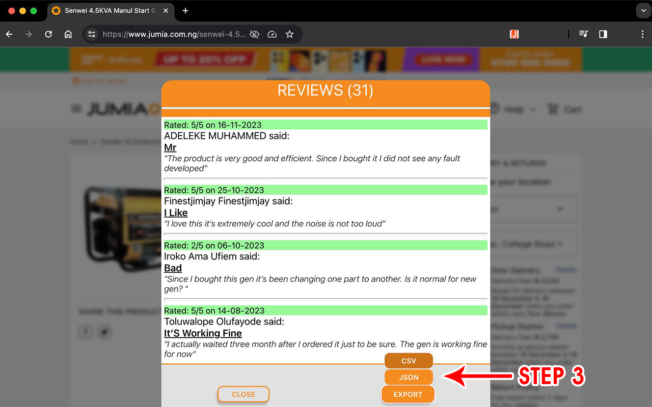 Jumia Revorts Extractor для Chrome media 5
