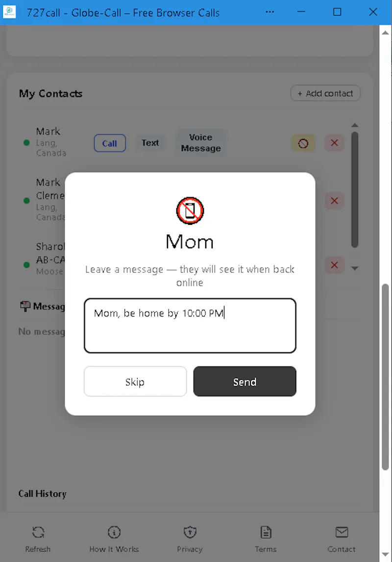 727call.com screenshot 5