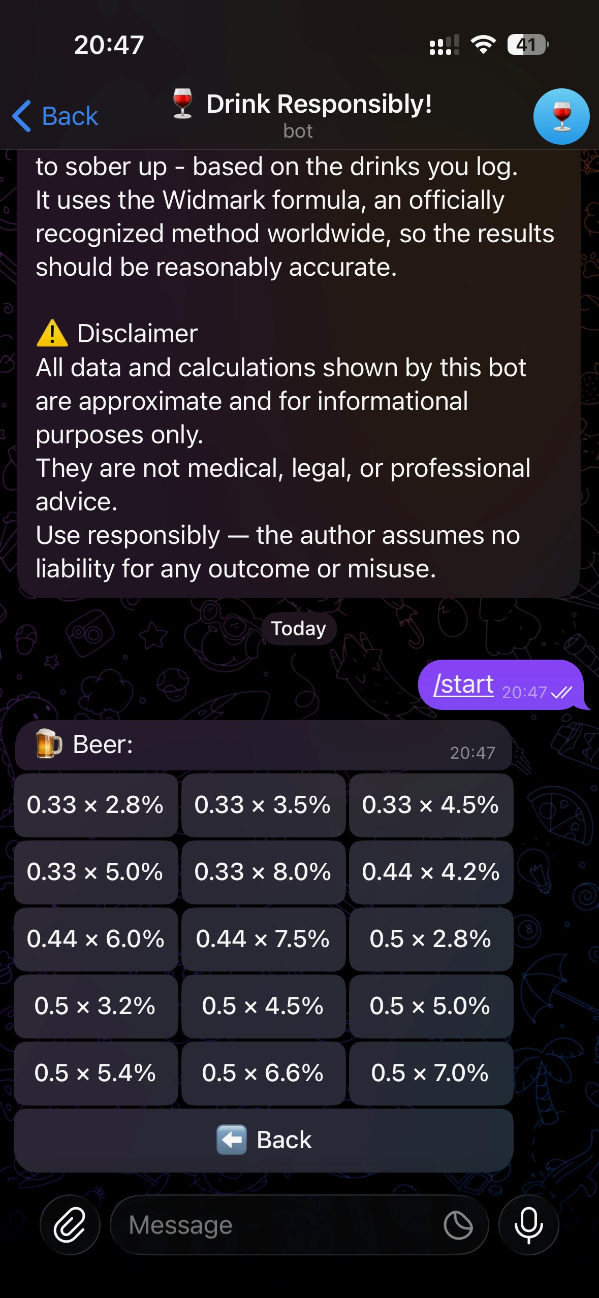 Drink Responsibly — BAC Tracker Bot gallery image