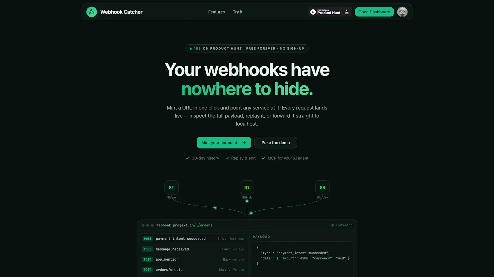 Webhook Catcher screenshot 1