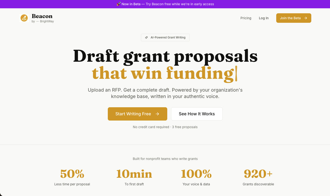 Beacon by BrightWay - Main product screenshot demonstrating key features and user interface
