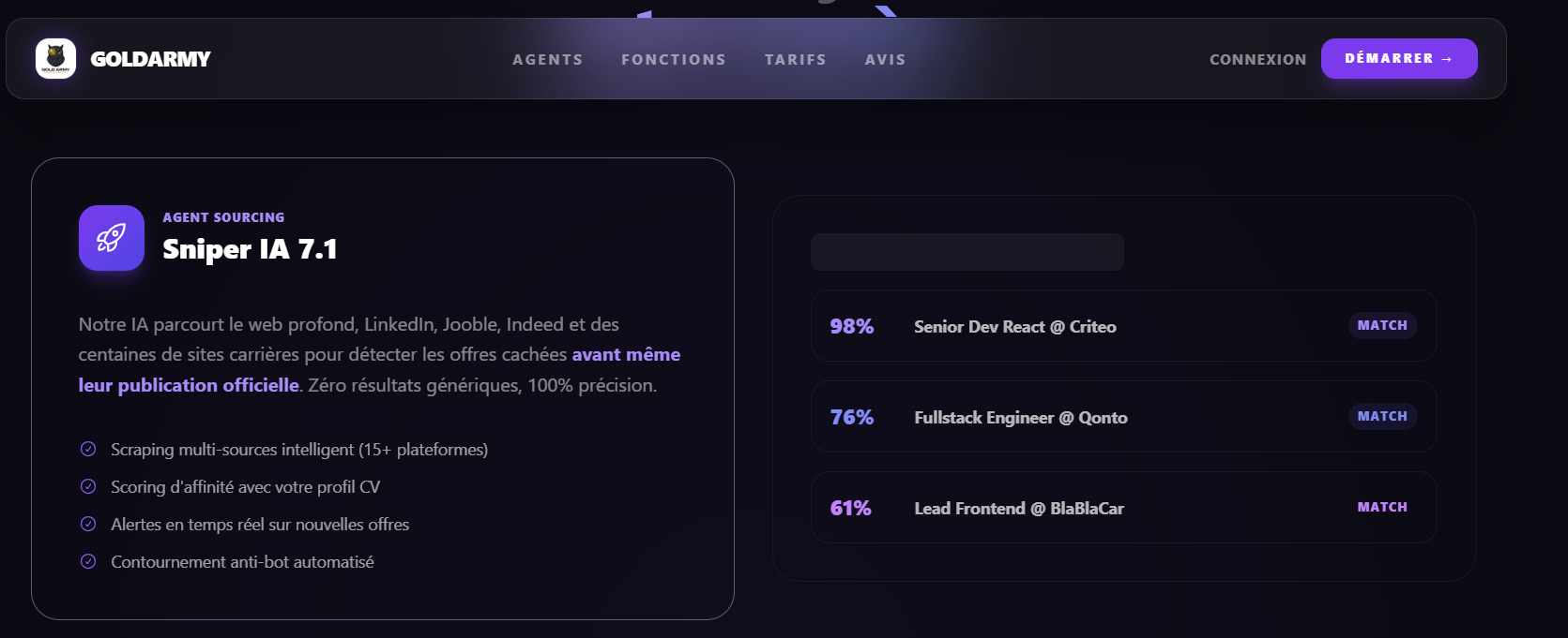 GoldArmyAI - Screenshot 3 showing product features and functionality