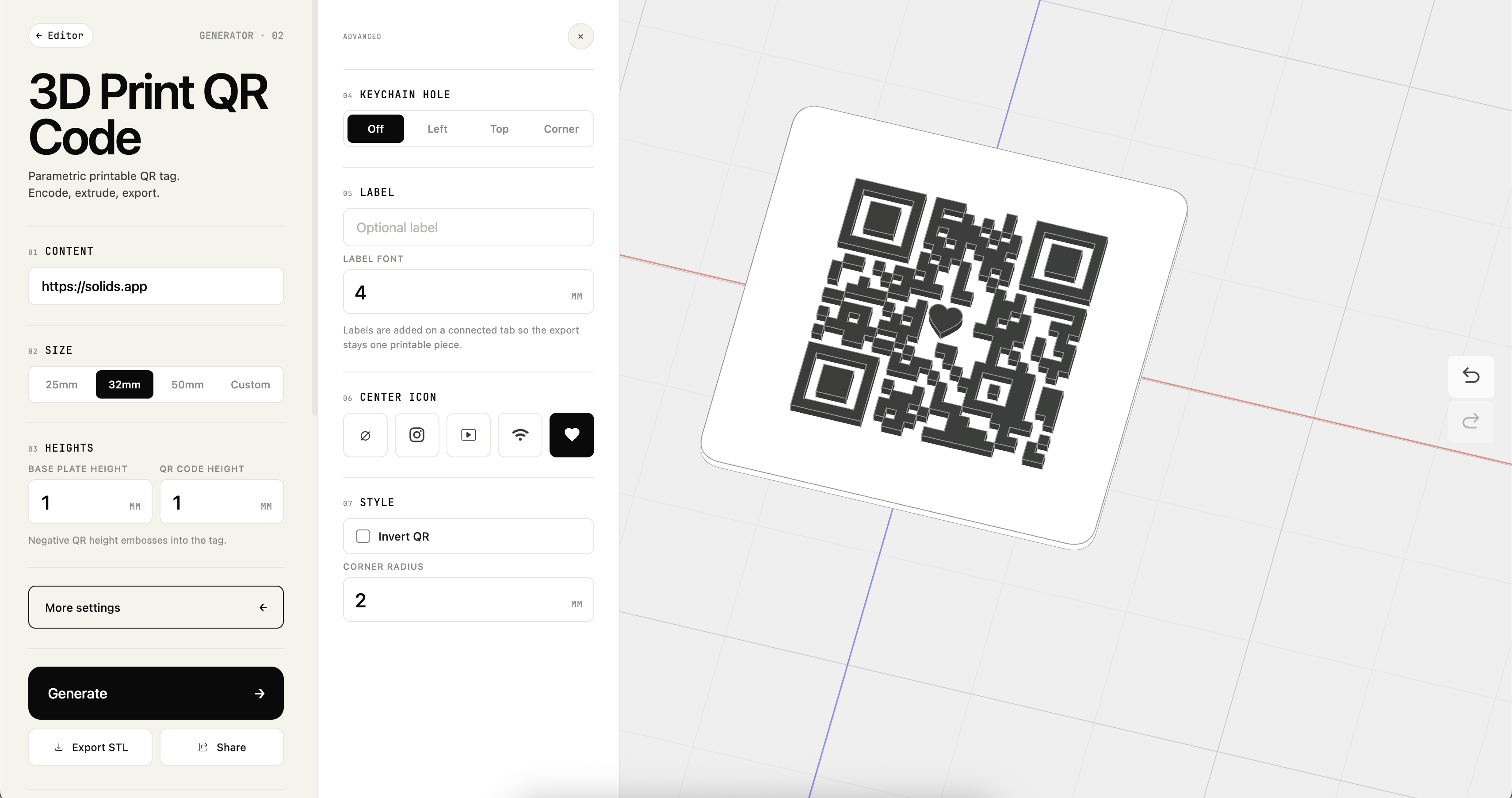 QR Code Generator for 3D Printing gallery image
