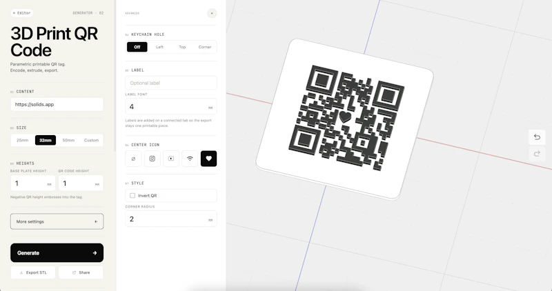 QR Code Generator for 3D Printing screenshot 1