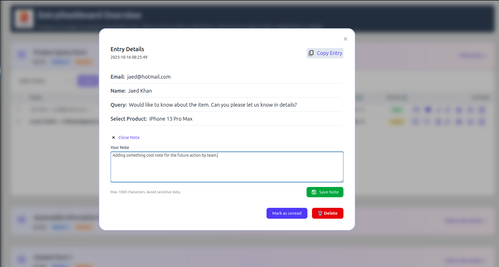 EntryDashboard gallery image