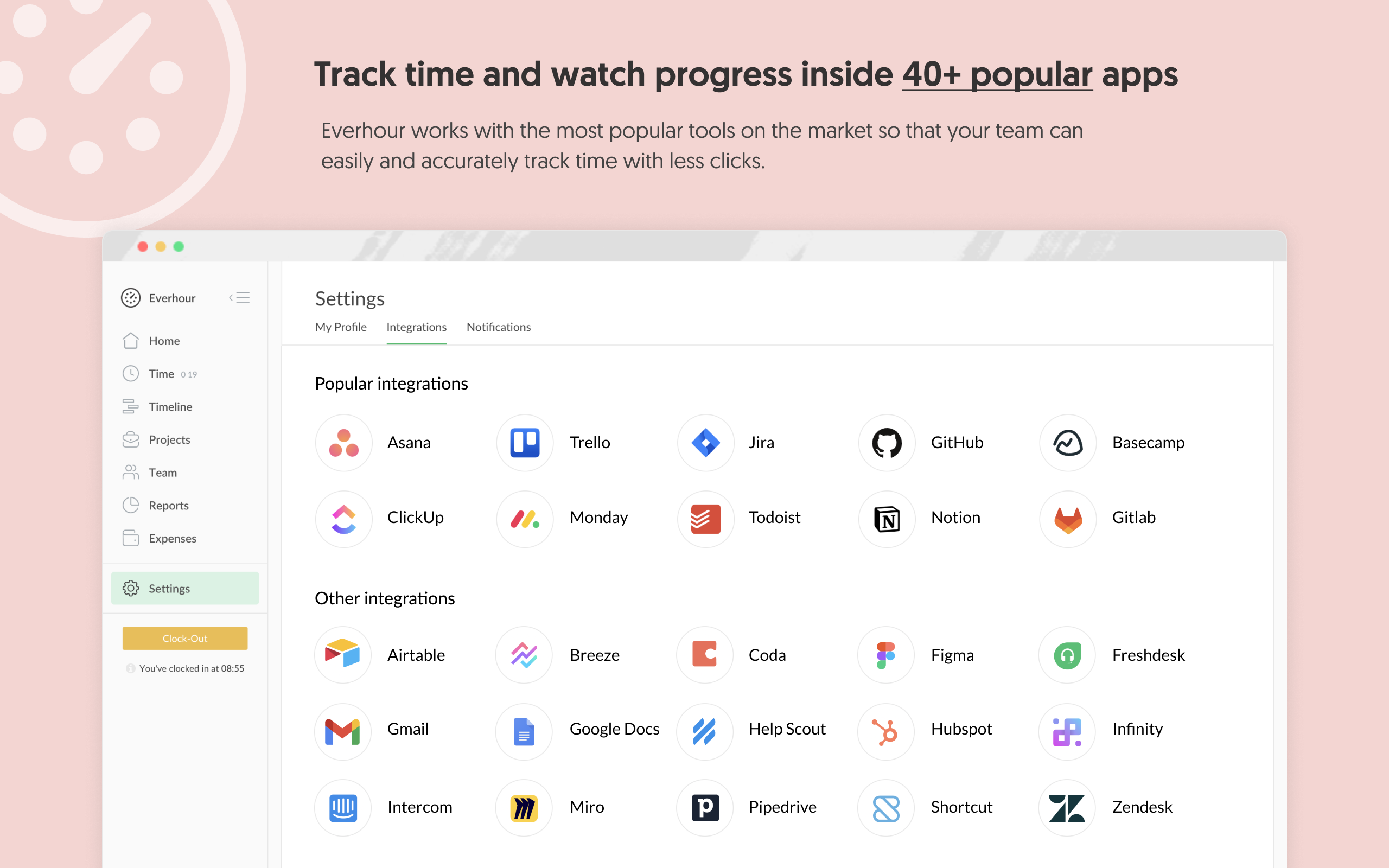 وسائط تتبع وقت التتبع من قبل Everhour - TODOIST Time Tracker للإبلاغ والميزنة والرواتب 5