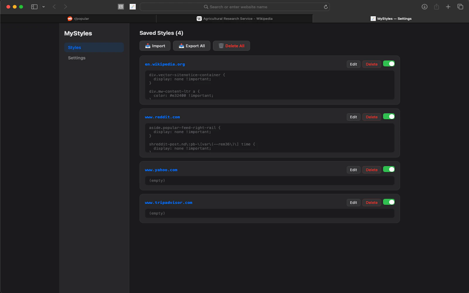 My Styles — Custom CSS Safari Extension screenshot 5