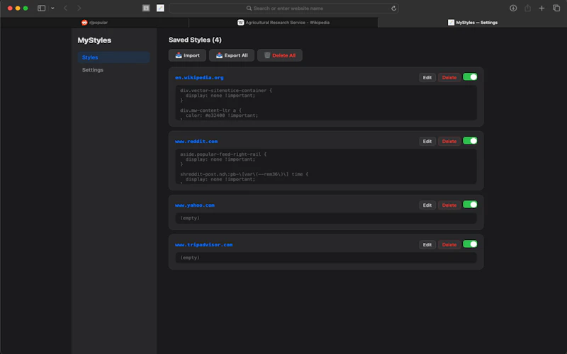 My Styles — Custom CSS Safari Extension screenshot 5