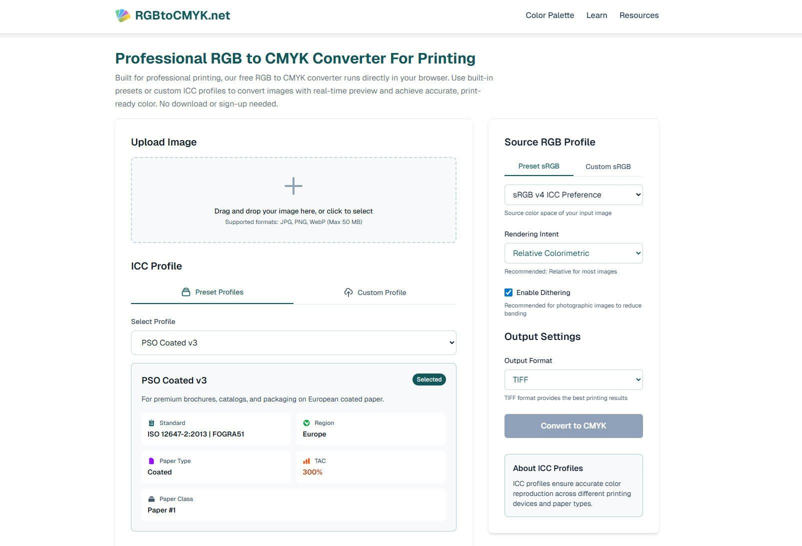 RGB to CMYK Converter - Screenshot 3 showing product features and functionality