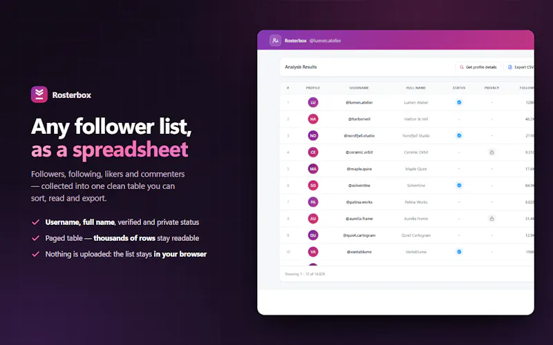Rosterbox screenshot 2