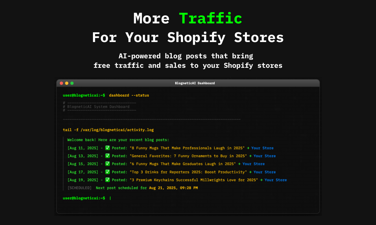 Blogneticai - Shopify StoresのAI駆動のブログメディア1