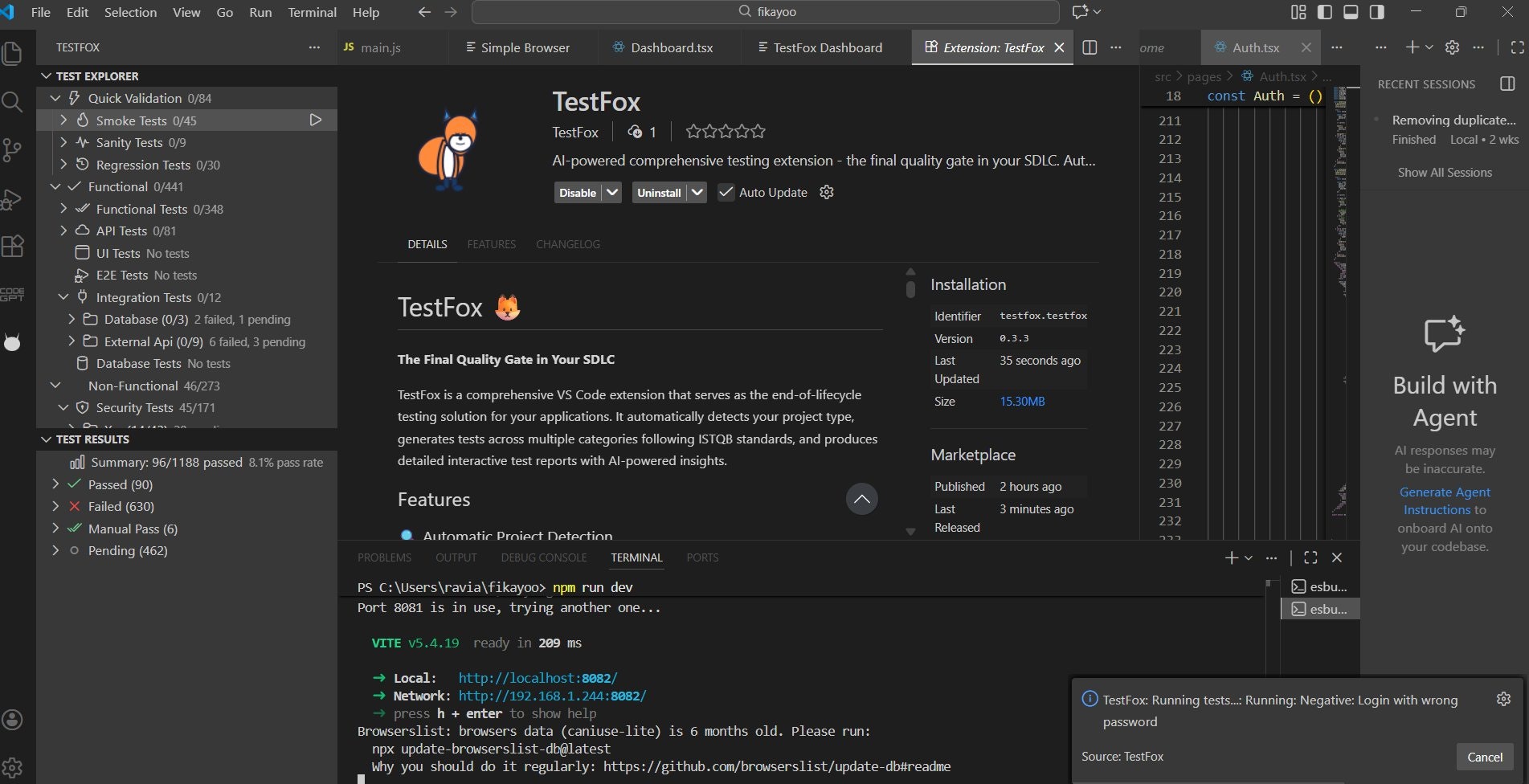 TestFox - The Final Quality Gate ! - Main product screenshot demonstrating key features and user interface