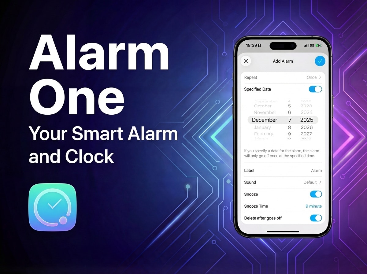 Alarm One - Main product screenshot demonstrating key features and user interface