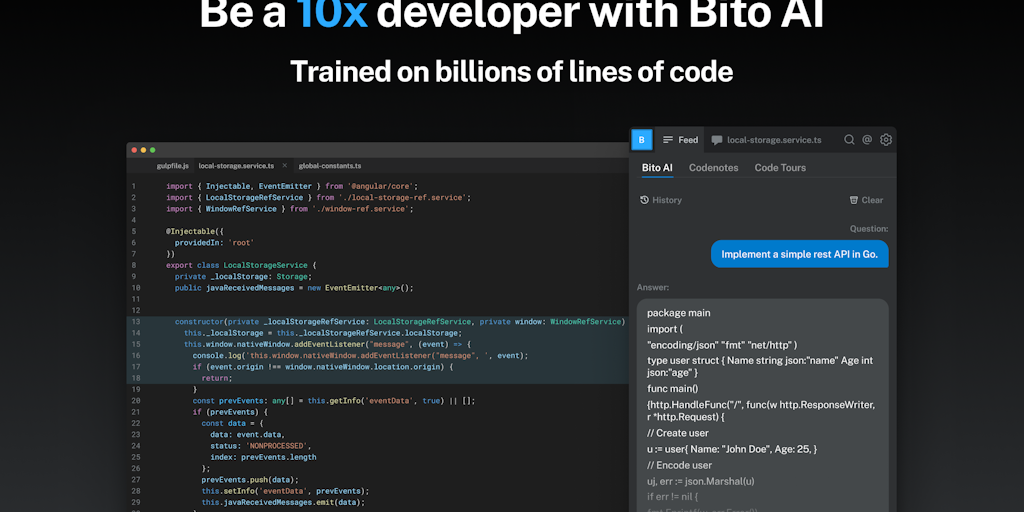 Bito AI: Bring ChatGPT to your IDE for devs - Product Information ...