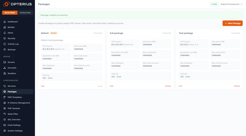 Opterius - Modern Web Hosting Panel screenshot 5