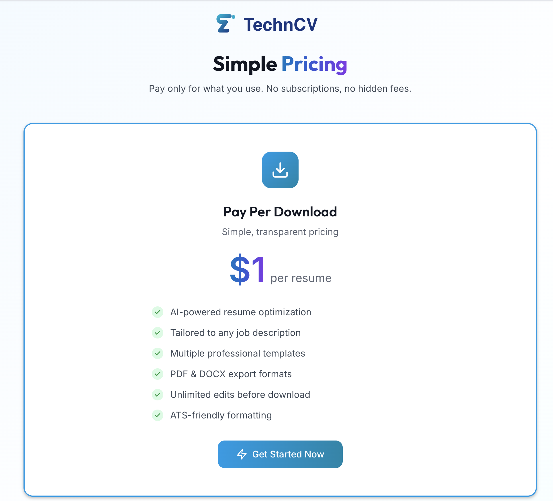 TechnCV - Screenshot 5 showing product features and functionality