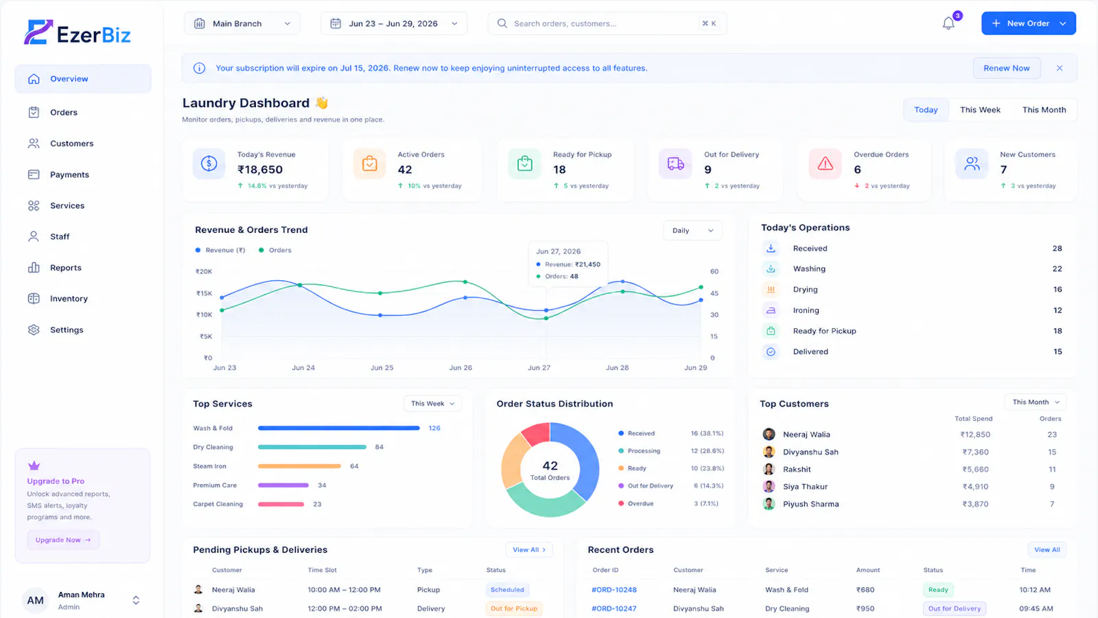 Ezer Laundry - Modern Laundry POS System screenshot 1