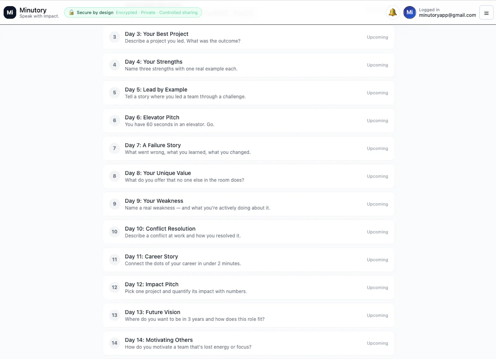Minutory screenshot 3