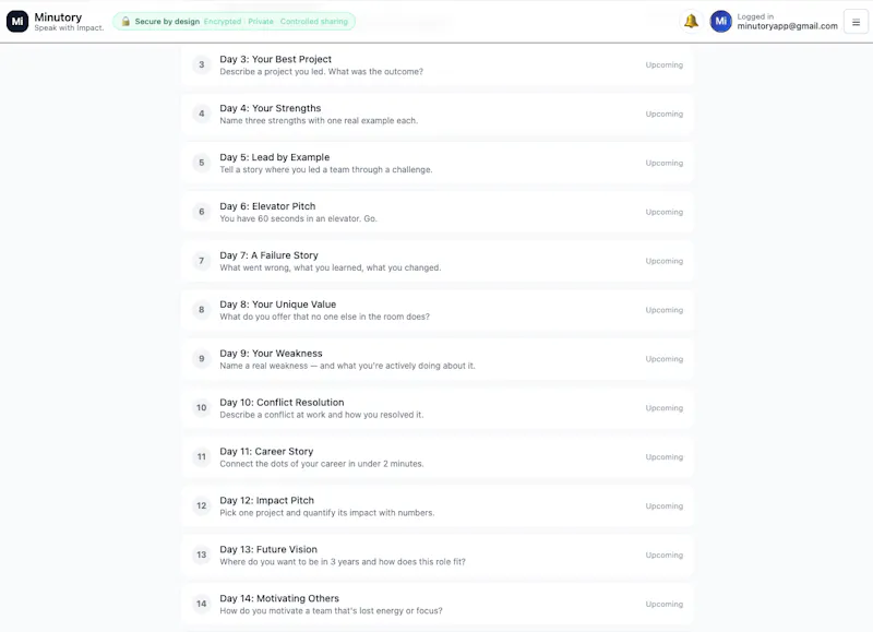 Minutory screenshot 3