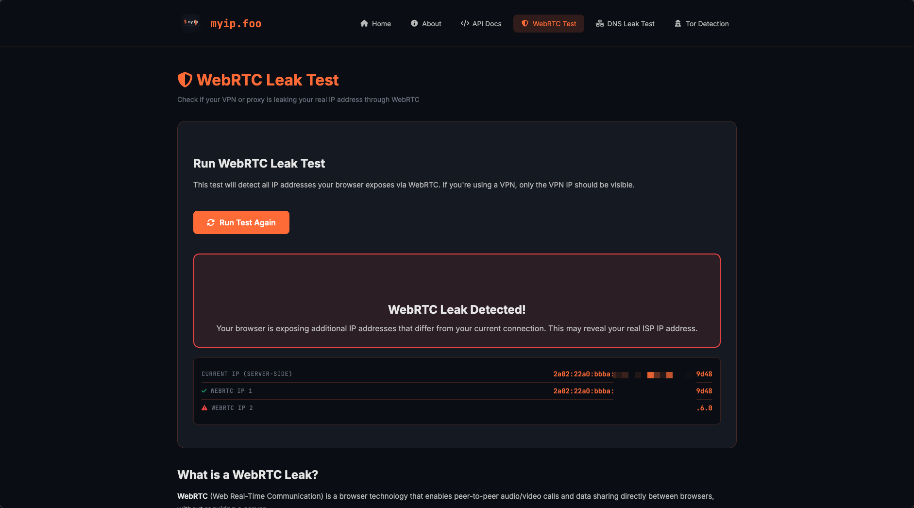 myip.foo - Screenshot 2 showing product features and functionality