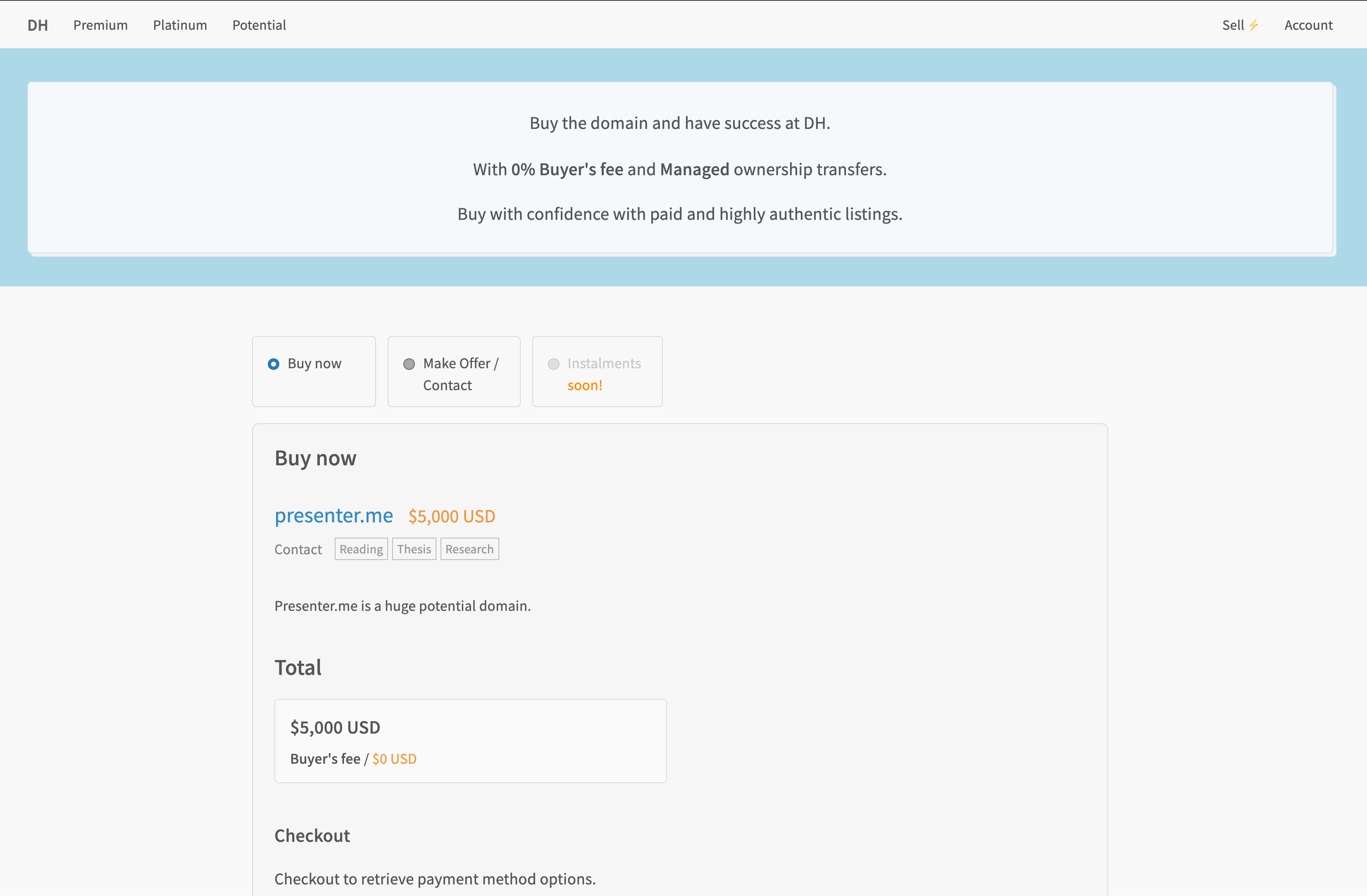 DomainHunt.com - Screenshot 3 showing product features and functionality