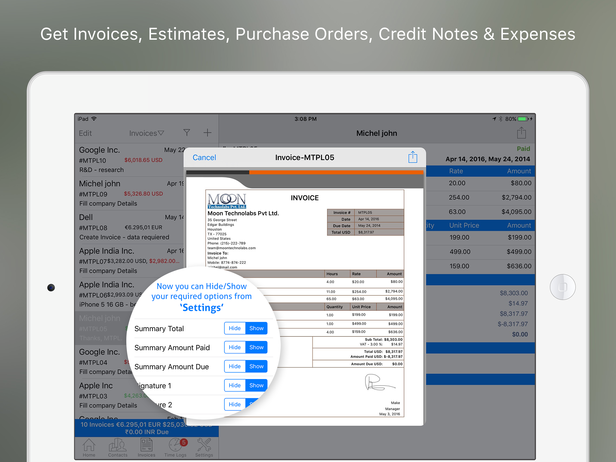 Moon Invoice Pro -  Invoice & Estimate App gallery image