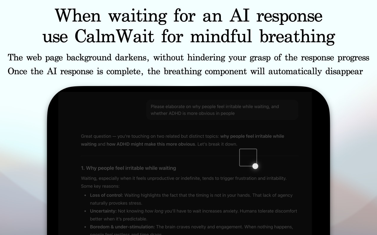 Calmwait - Chrome Web Mağazası medya 4