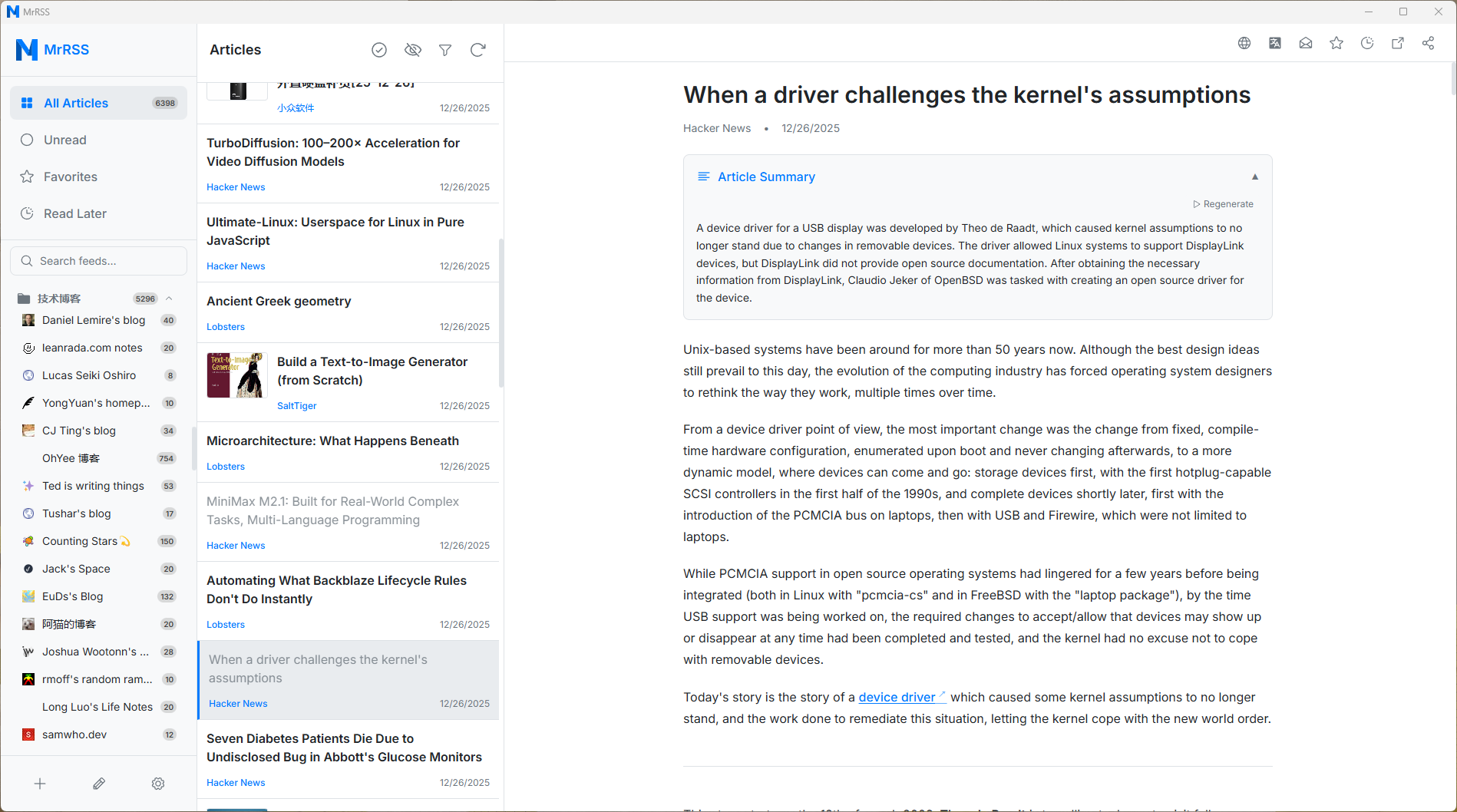 MrRSS - Screenshot 2 showing product features and functionality