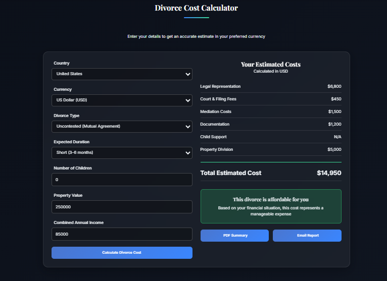 Estimate Legal Expenses - Screenshot 2 showing product features and functionality