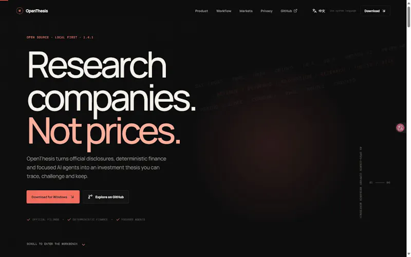 OpenThesis — AI Company Research screenshot 1
