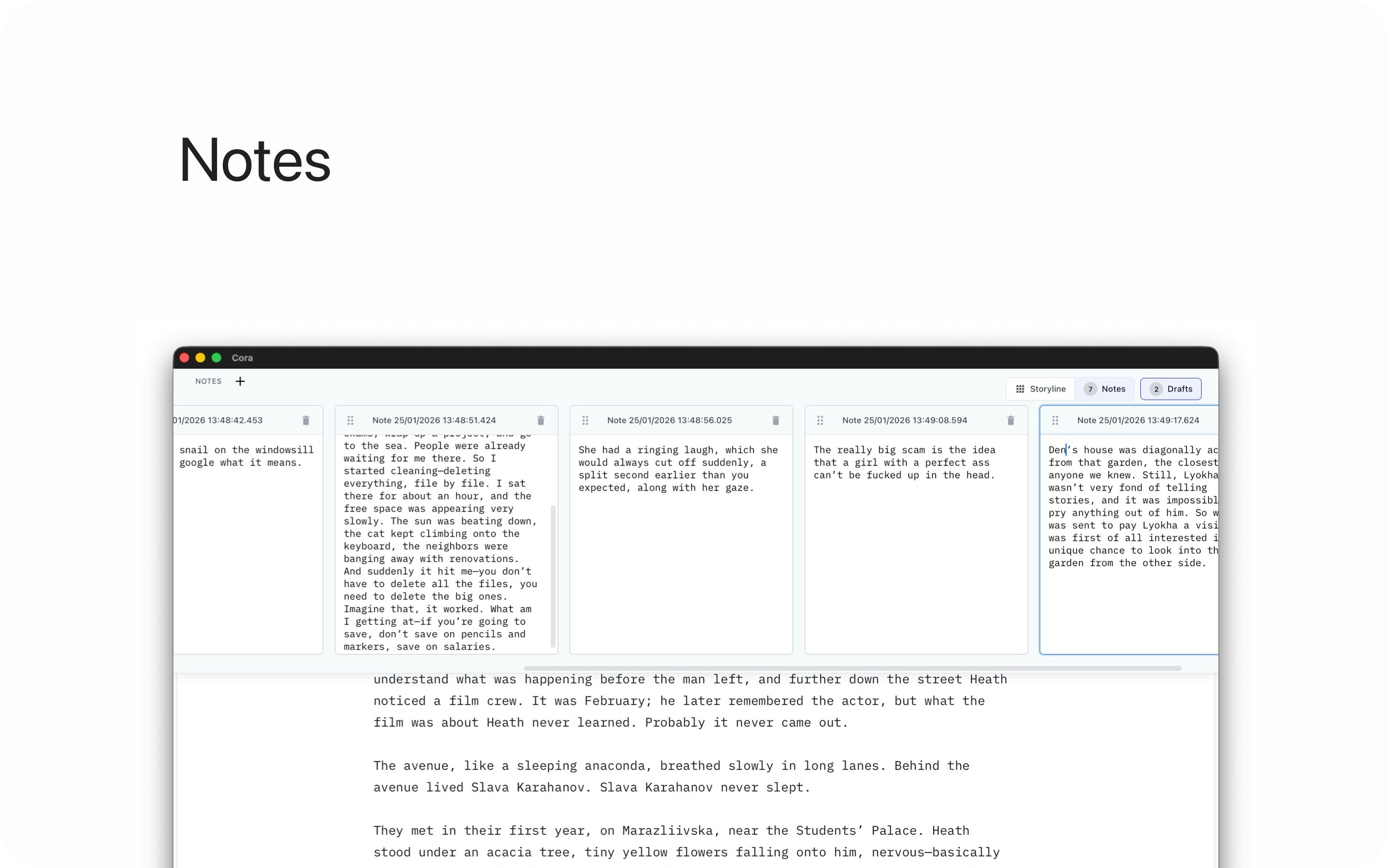 Cora Novel - Screenshot 4 showing product features and functionality