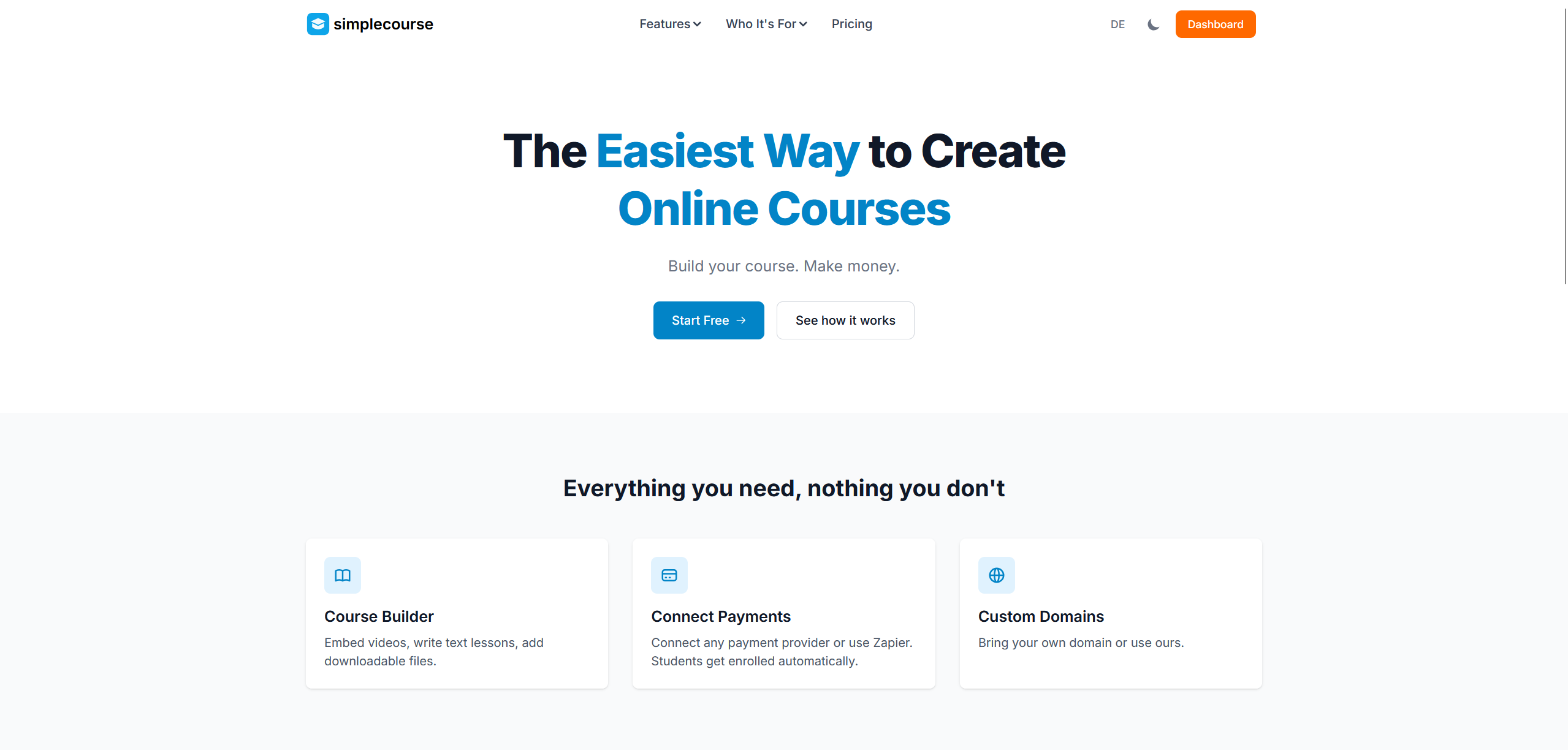 Simplecourse - Main product screenshot demonstrating key features and user interface