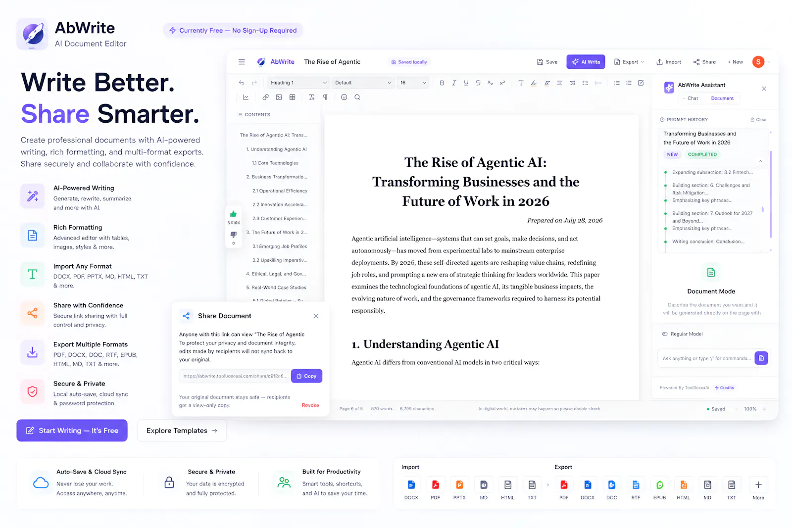 AbWrite: Next-Gen Ai Document Editor screenshot 1