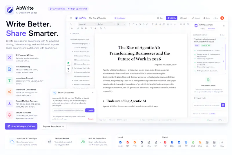 AbWrite: Next-Gen Ai Document Editor screenshot 1