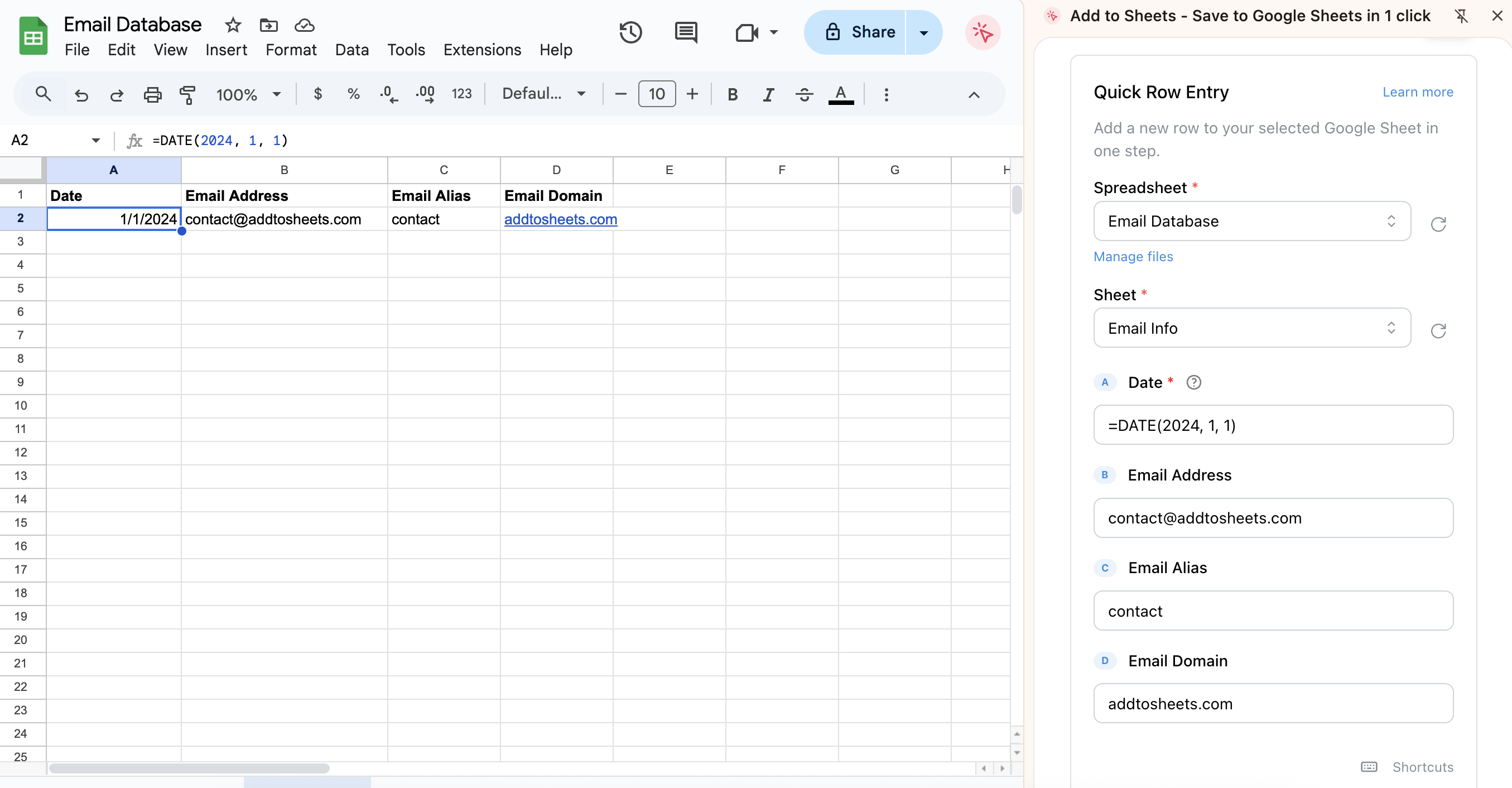 Add to Sheets Chrome Extension gallery image
