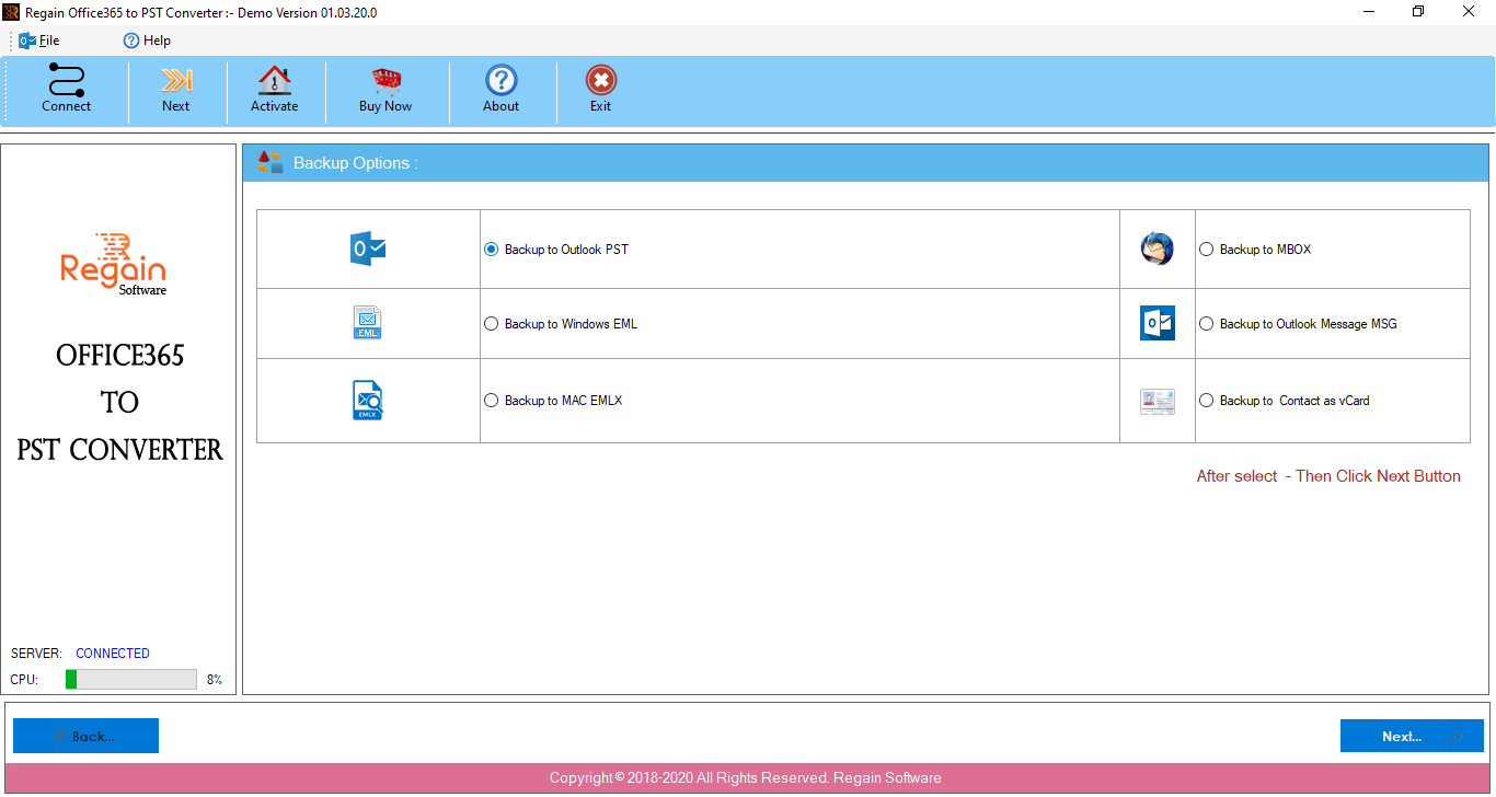 Office 365에서 PST 변환기를 되 찾으십시오 - Office 365 사서함을 여러 전자 메일 형식으로 내보내십시오 미디어 3