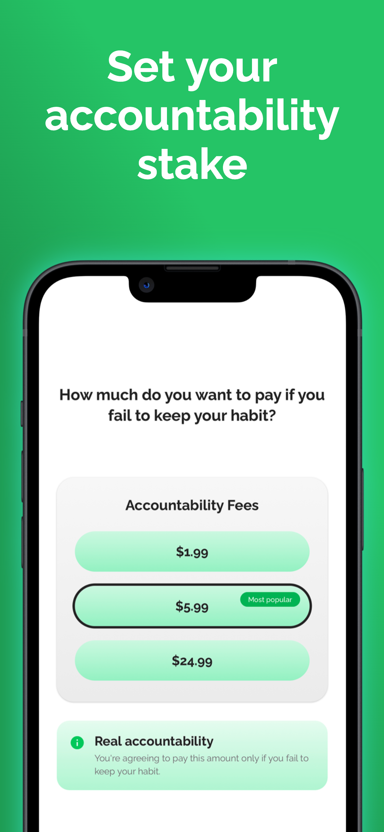 Commit to habit, pay if you fail - Screenshot 2 showing product features and functionality